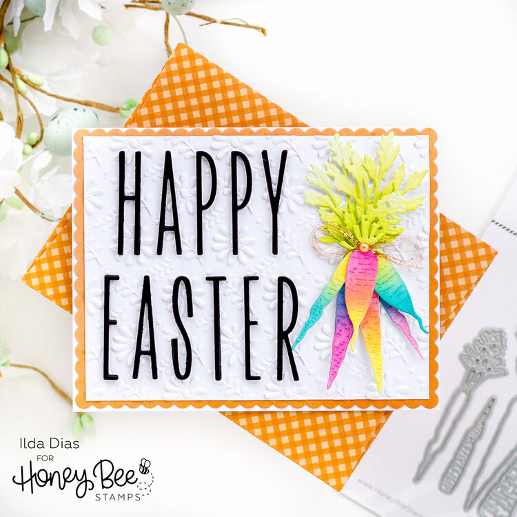 Ink-Blended Rainbow Carrots for a Vibrant Easter Card 