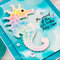 Rainbow Seahorse Card on Bokeh Background