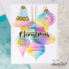 Iridescent Glass Ornaments Christmas Card