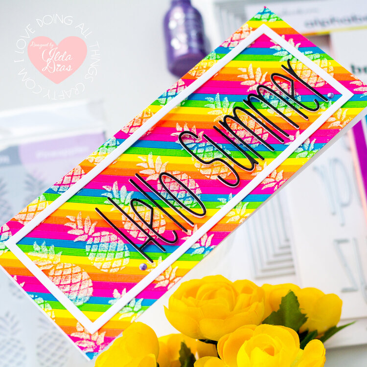 Hello Summer Slimline Rainbow Card