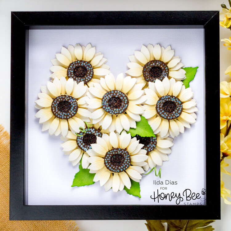 Framed White Sunflower Shadow Box 