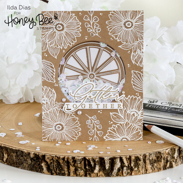 White on Kraft Fall Themed Wedding Shaker Card