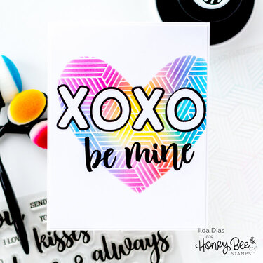 Colorful Stenciled Heart Valentine Card