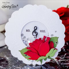 Doily Shaped Rose Wedding Shaker Card 