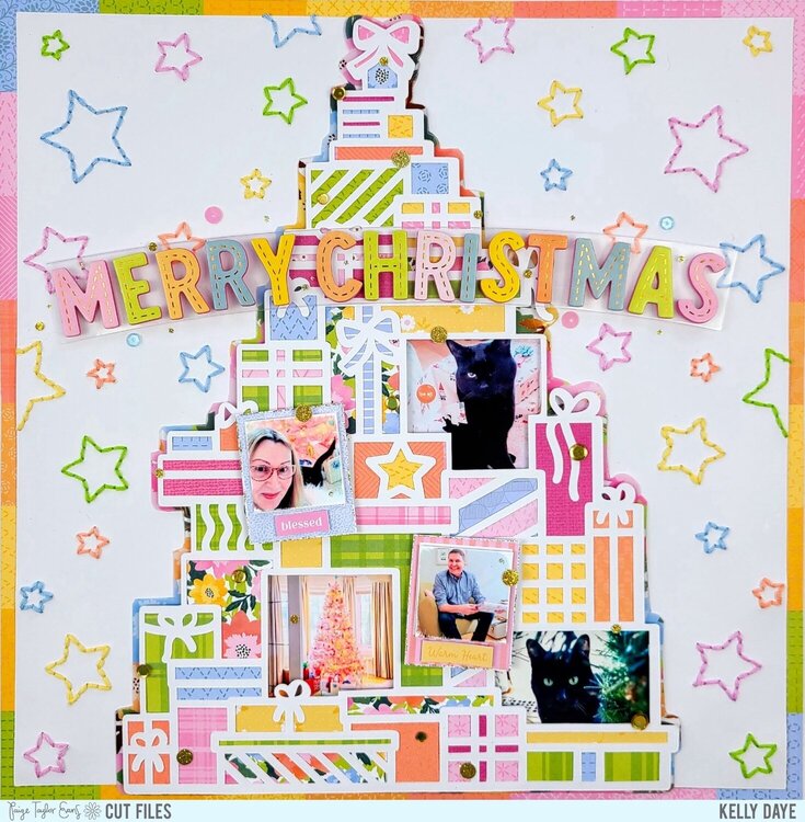 Merry Christmas Layout for Paige Taylor Evans Cut File Team