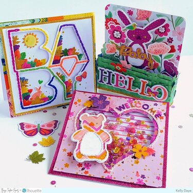 Trio of Baby Cards for Paige Taylor Evans Silhouette Design Team