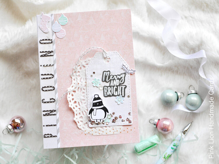 Merry and bright. Personalized handmade card