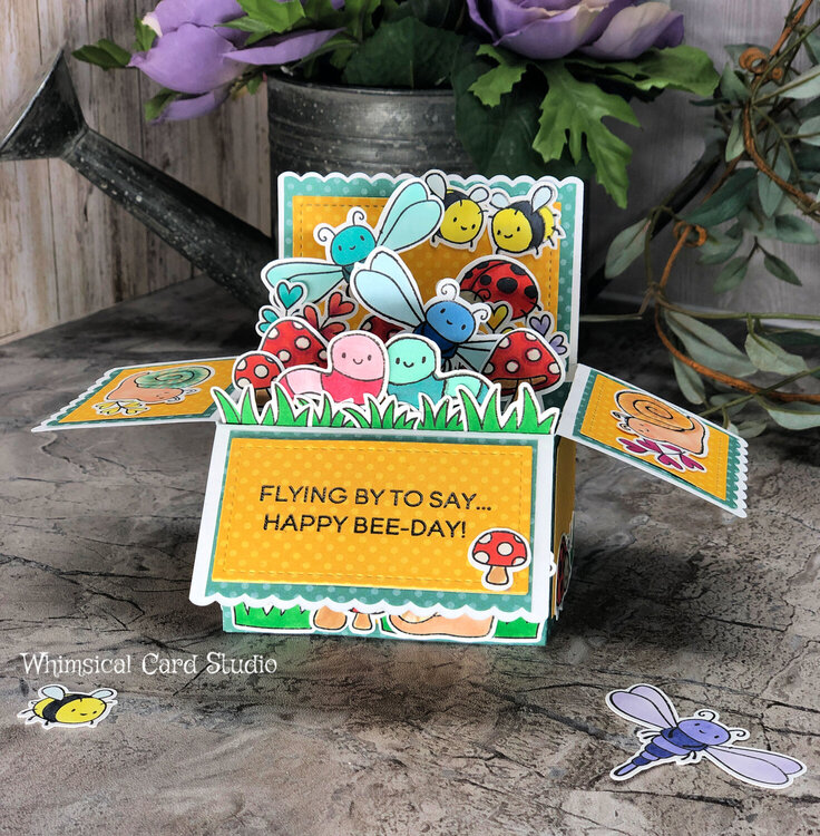 Bug garden party pop up box card