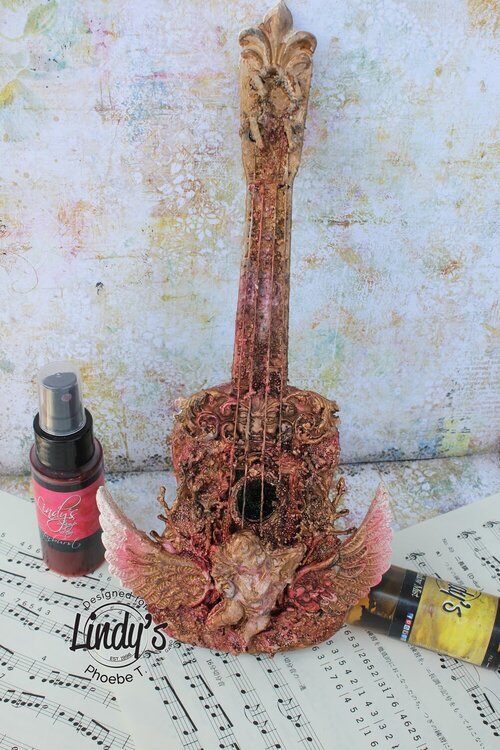 Mixed Media Victorian Guitar for Lindy&#039;s Gang