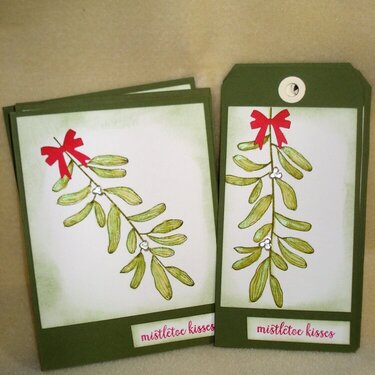 mistletoe Christmas card and tag set