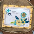 Happy Birthday Card with Bird & Flowers
