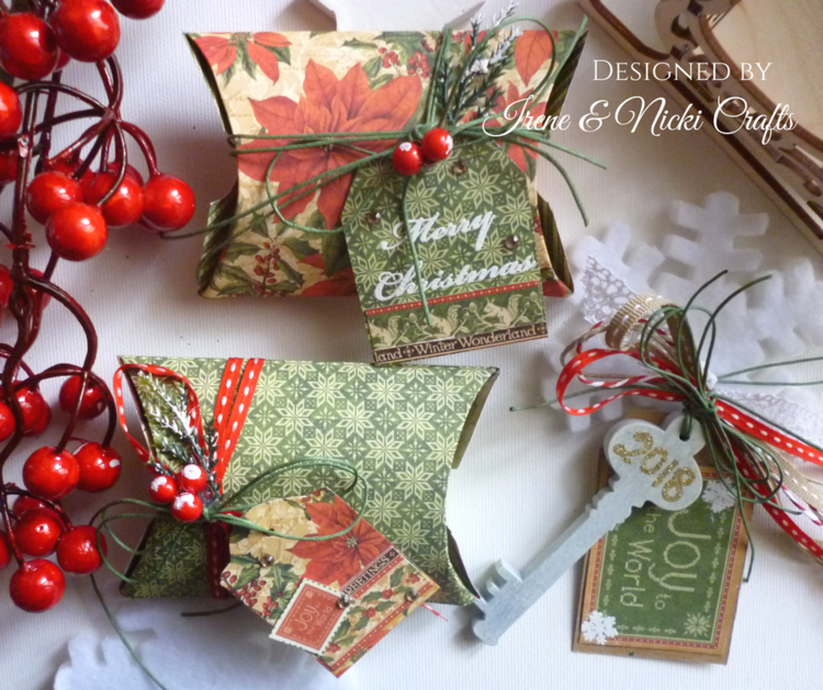 Graphic45- Christmas Table Gift Box, Lucky Charm Key and Tag