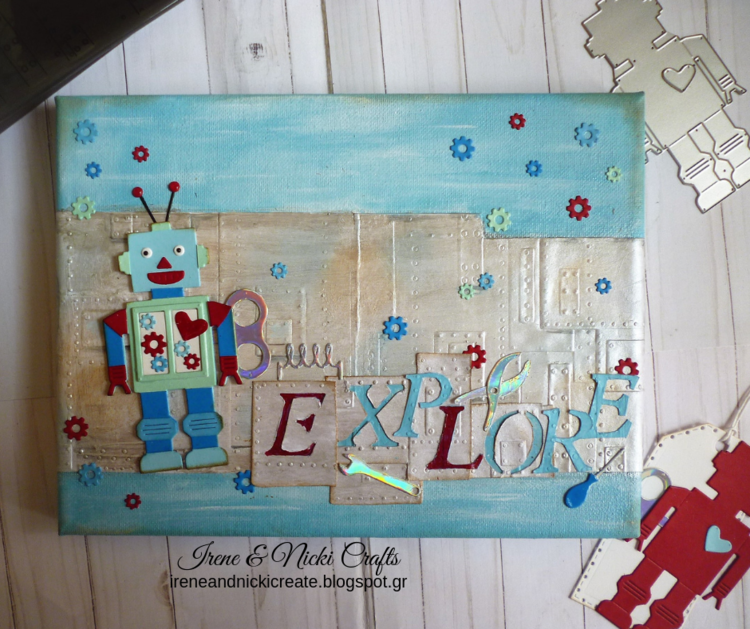 Sizzix| Robot 50s Canvas and Tags| Children&#039;s Room Decor