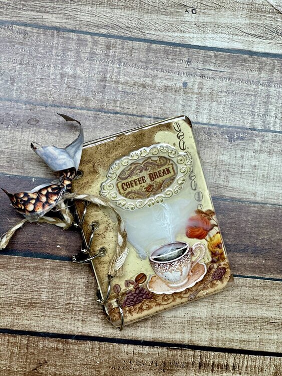 Mini note book with coffe and chocolate