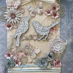 Birds with handmade flowers
