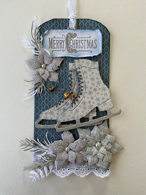 Ice skate tags in blue