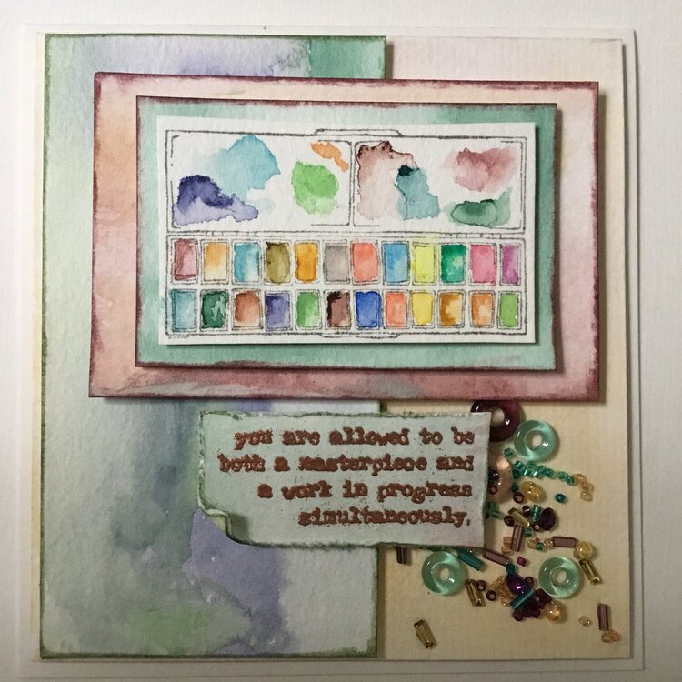 Watercolor pallet card for Carri