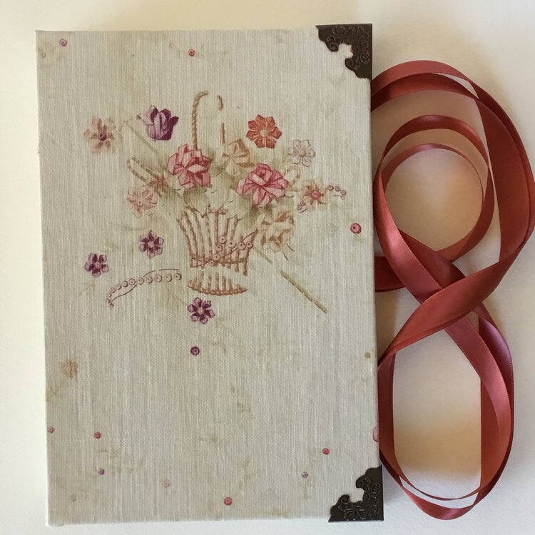 Vintage fabric journal- flower basket