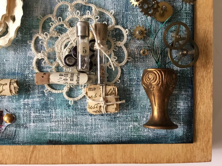 Mainsprings:  Mixed media canvas with watch parts and old paper