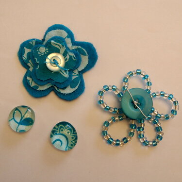 Felt, fabric, and bead flowers