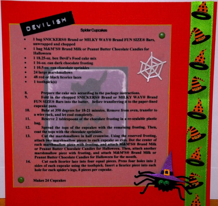 6x6 Halloween Recipe Swap &quot;Devilish Spider Cupcakes&quot;