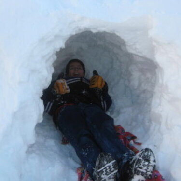 In the snow cave