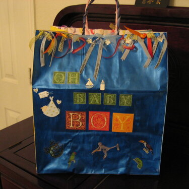 Baby shower gift bag twins-Boy full front
