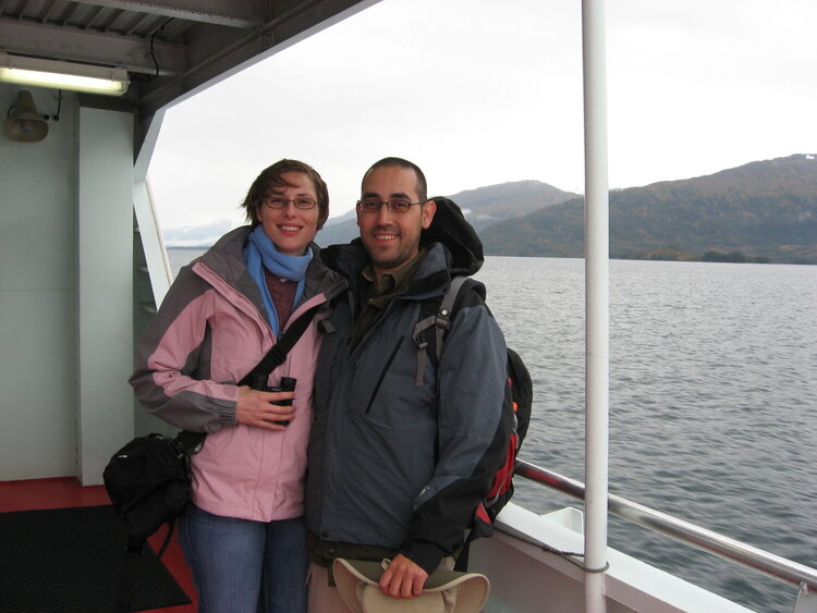 Dan &amp; Me on the back of the boat.