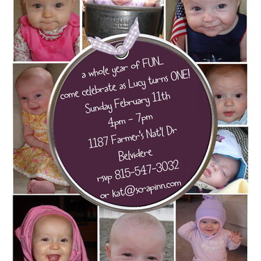 Lucy&#039;s 1st B-day Party invitation