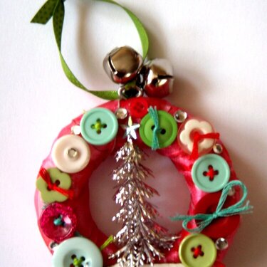 Merry Christmas Button Wreath Ornament