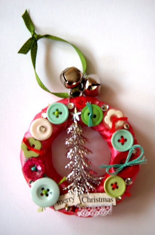 Merry Christmas Button Wreath Ornament