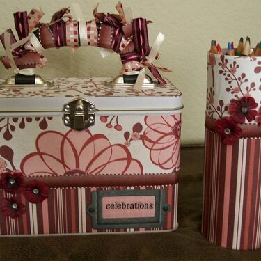 Altered Card Tin and Pencil holder