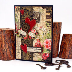 Card for Eileen Hull Designs: 3D Keys embossing folder & Envelope, Folder & Flowers Thinlits die