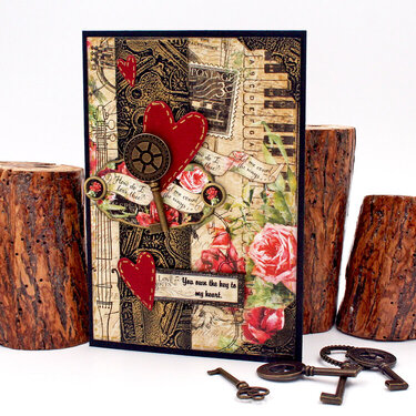 Card for Eileen Hull Designs: 3D Keys embossing folder &amp; Envelope, Folder &amp; Flowers Thinlits die