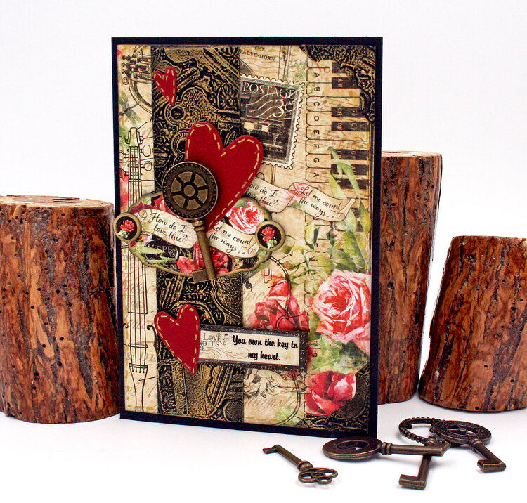 Card for Eileen Hull Designs: 3D Keys embossing folder &amp; Envelope, Folder &amp; Flowers Thinlits die