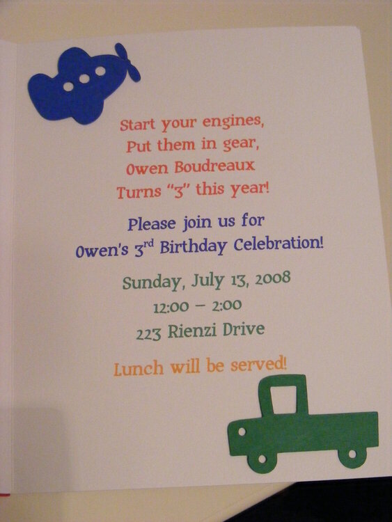 Owen&#039;s Birthday Invitaions