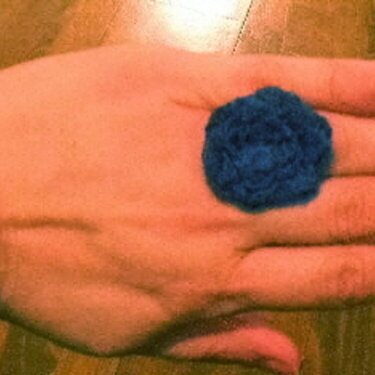 Blue Crochet flower ring
