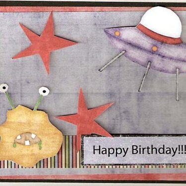 Space Alien Birthday Card - Hybrid