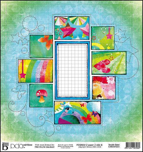 PDQ Rainbow pre designed double sided cardstock by Bisous Artist Suzanne Carillo