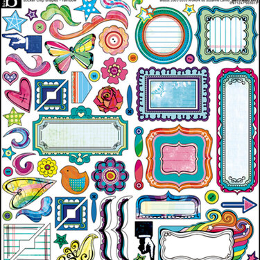 PDQ Rainbow sticky back chipboard by Bisous Artist Suzanne Carillo