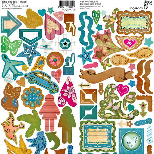 Bisous PDQ Grace sticky back chipboard 12 x 12 over 90 pieces on each sheet