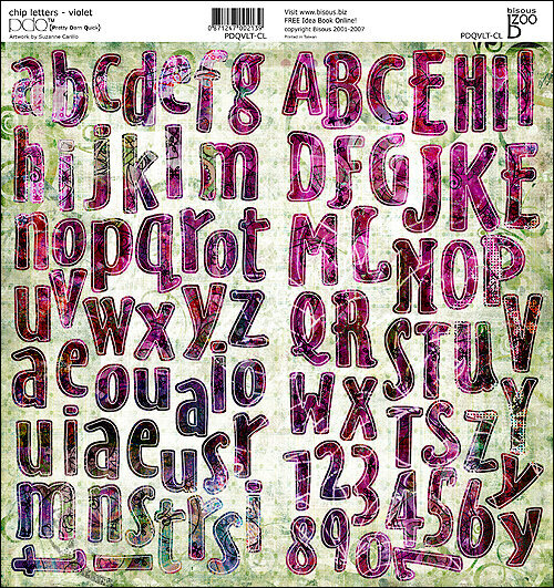 Bisous PDQ Violet Sept 2007 Release Preview  Chipboard Letters 12 x 12
