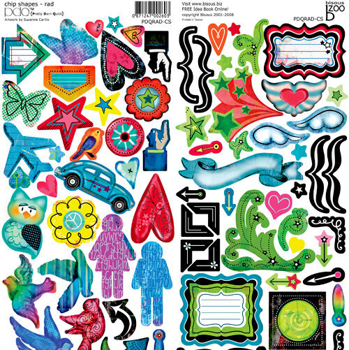 Bisous PDQ Rad sticky back chipboard 12 x 12 over 90 pieces on each sheet