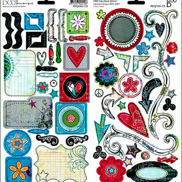 Bisous PDQ Tag Sept 2007 Release Preview Chipboard Shapes