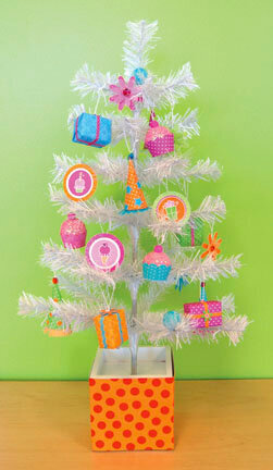 Doodlebug Plain and Simple Tree Decorated for Birthday