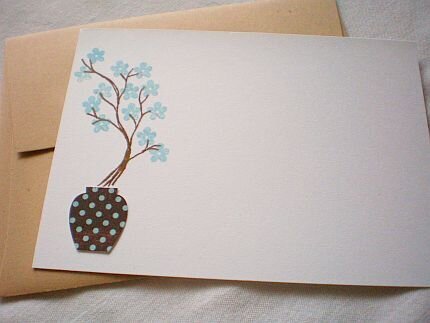 Cherry Blossom Flat Cards w/ Vase Punch