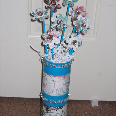 Altered paper bouquet made for may secret pal swap for Brianasmom