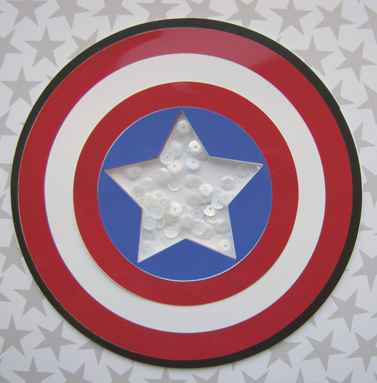 Captain America Shield shaped shaker card