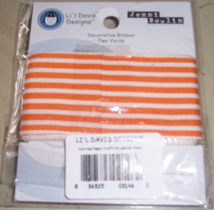 Lil Davis Designs decorative ribbon 2 yards orange and white striped