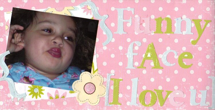 Funny Face [I love u]        (my first LO Using Stickles)